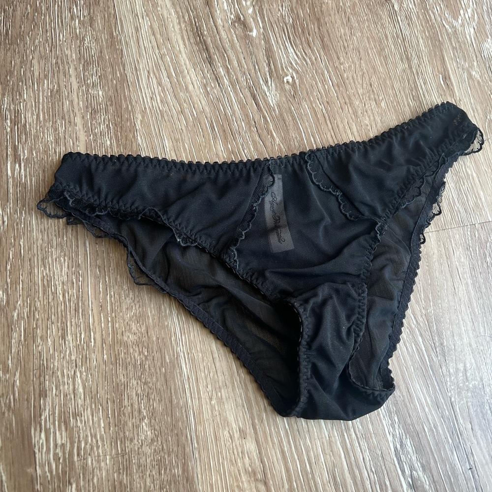 Agent Provocateur Black Sheer Mesh Bikini Panty Size 3 Lace Trim Sexy